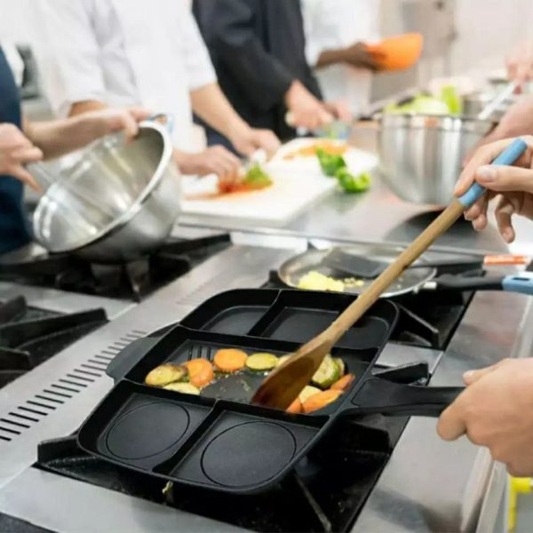Poêle 5-en-1 de Haute Qualité - Mode friture avec couvercle en verre