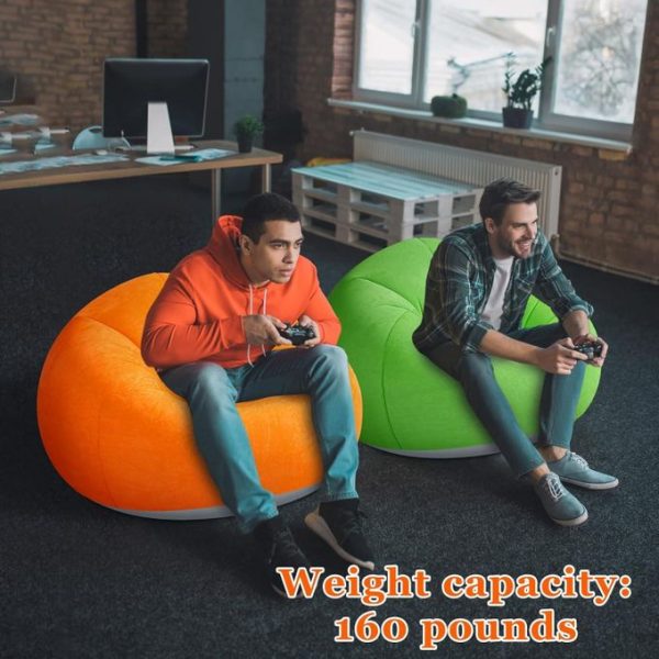 Chaise gonflable orange en PVC prête à l’utilisation