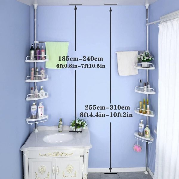 Rangement douche Maroc – étagère de douche 4 étages réglable en acier inoxydable