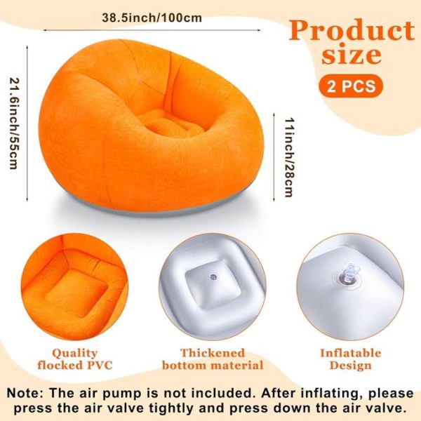 Chaise gonflable orange en PVC prête à l’utilisation