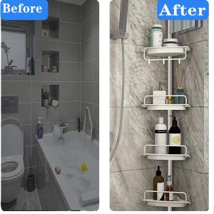 Rangement douche Maroc – étagère de douche 4 étages réglable en acier inoxydable