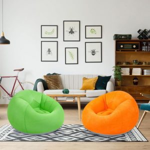Chaise gonflable orange en PVC prête à l’utilisation